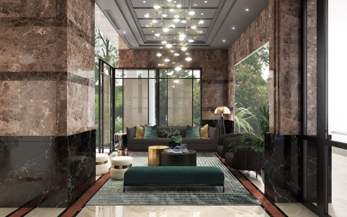 Artist』s impression of the lounge area at Adina Serviced Apartment Singapore Orchard